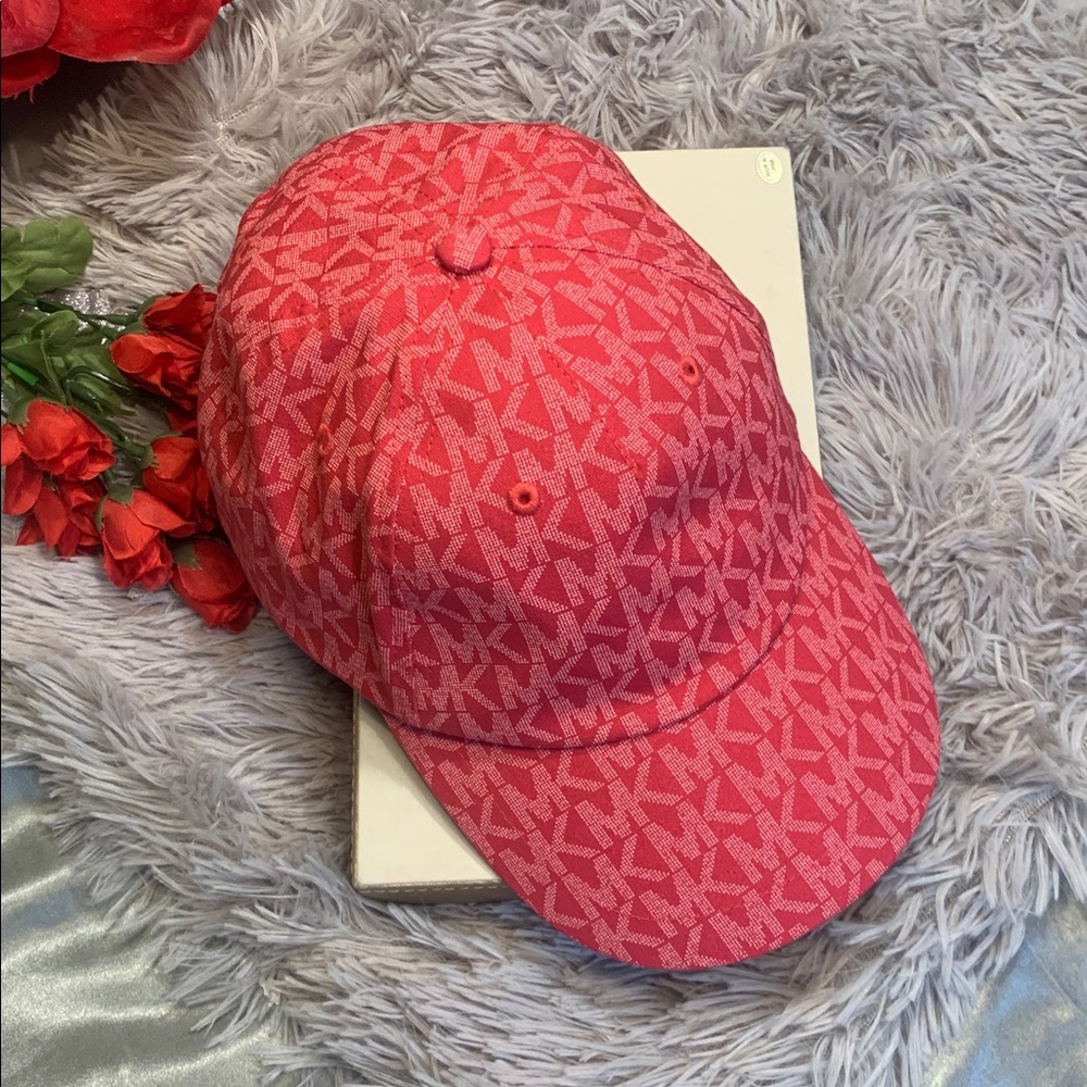 🌹Michael Kors  • NWOT Coral Pink MK Logo Baseball Cap - Picture 4 of 10